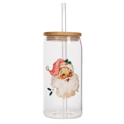 Sweet Water Decor Vintage Santa Print Can Glass Tumbler -17oz | Target