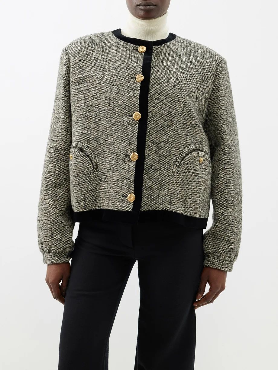 Gliss velvet-trim wool jacket | Matches (UK)