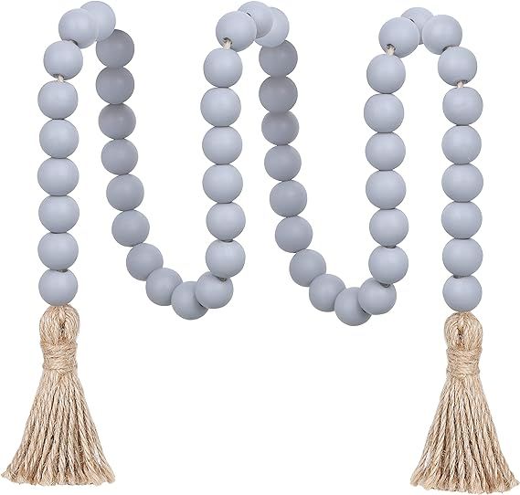 Meplait Wood Bead Garland with Tassels, Boho Beads Rustic Country Decor Coffee Table Decor Farmho... | Amazon (US)
