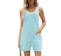 AUTOMET Women's Casual Sleeveless Shorts Jumpsuits with Pockets | Amazon (US)