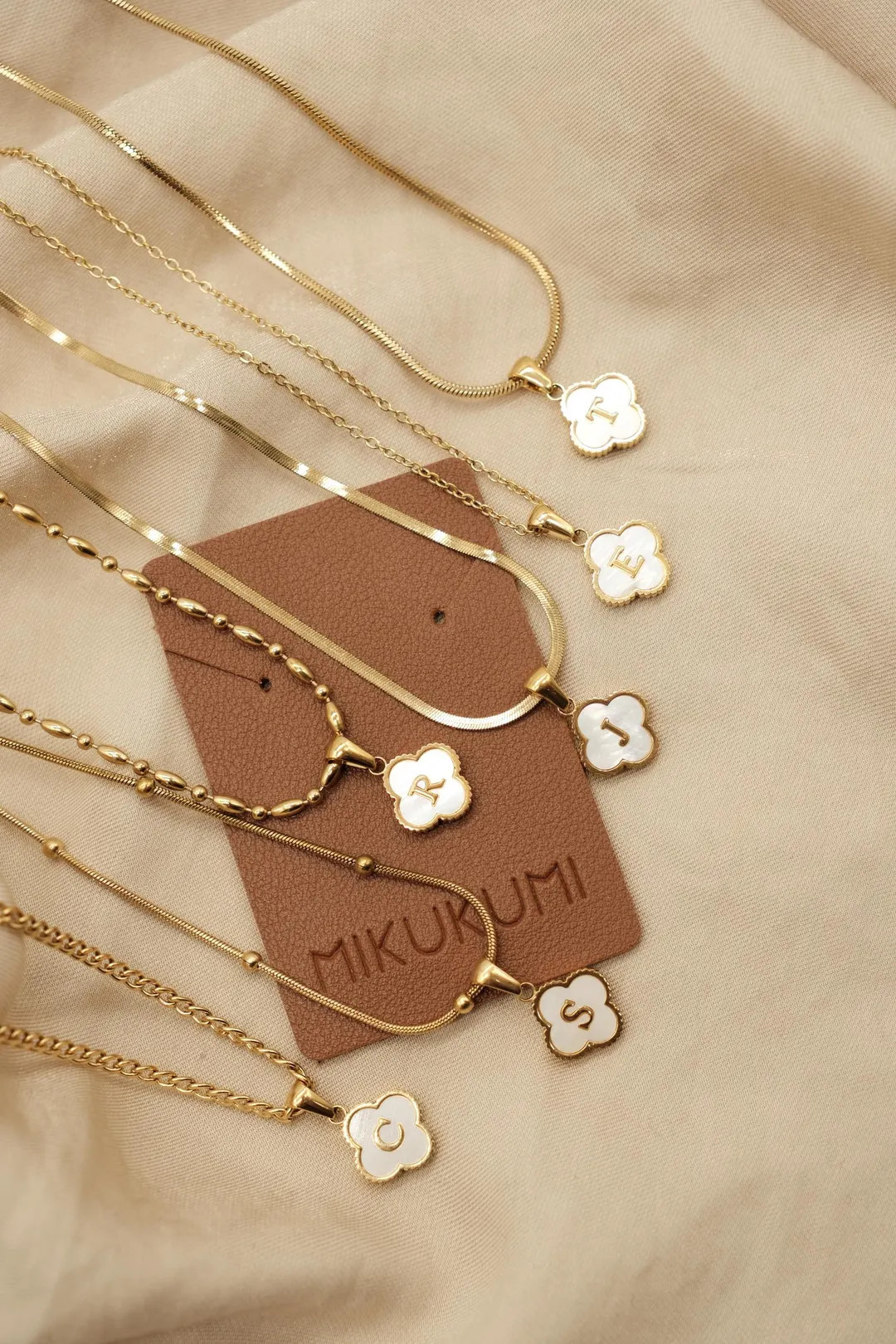 18K Gold Plated Stainless Steel Necklace, Mother of Pearl Letter Necklace, Personalized Name, Gol... | Etsy (US)