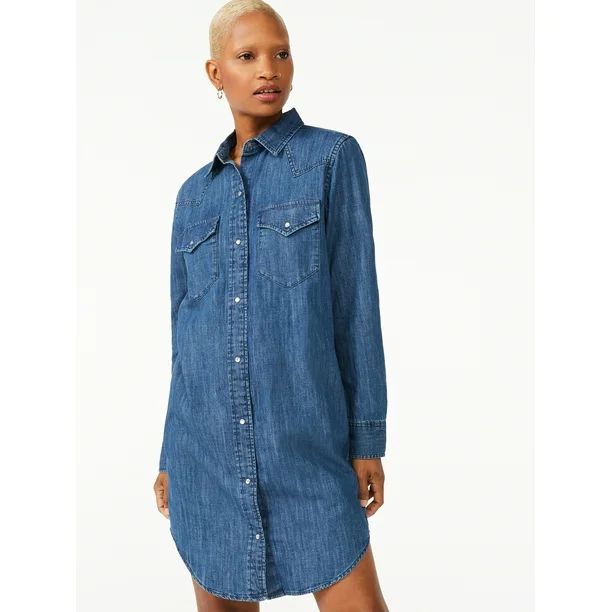 Free Assembly Women's Western Shirtdress | Walmart (US)