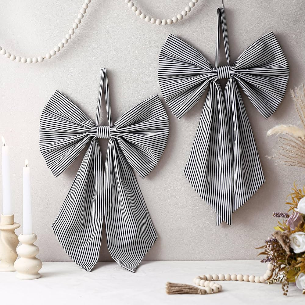 2 Pcs Wreath Bow Front Door Hanger Cute Bow Wreath Accessories Xmas Party Yard Doorway Indoor Out... | Amazon (US)