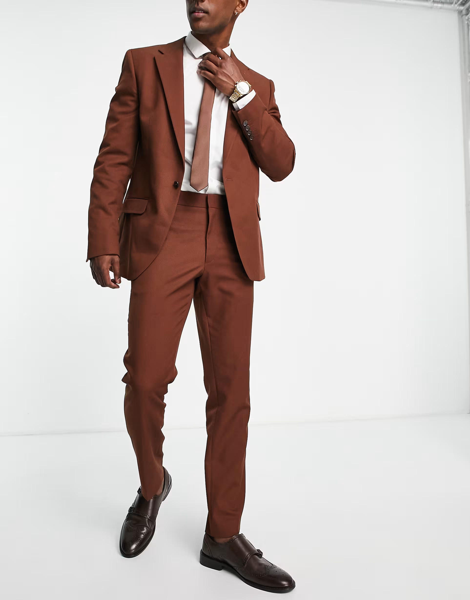 River Island slim suit pants in rust | ASOS (Global)