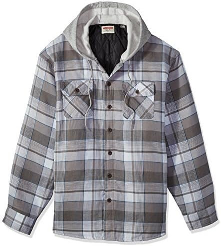 Wrangler Authentics Men's Long Sleeve Quilted Lined Flannel Shirt Jacket with Hood | Amazon (US)