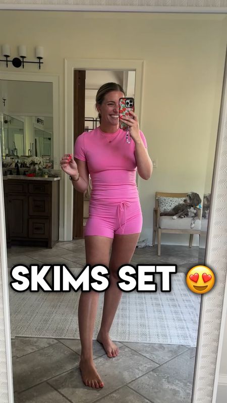 The cutest bubblegum pink skims set. Worth the hype. Soooo freaking comfy, flattering, & adorable. The most lightweight + stretchy fabric. 10/10 🩷
TTS - M
Skims sugar pink cotton jersey boy shorts and tshirt 
Linking my new watermelon pre workout here too! 🍉 

#LTKStyleTip #LTKFindsUnder50 #LTKSeasonal