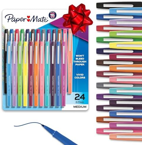 Paper Mate Felt Tip Pens, Flair Marker Pens, Medium Point, Assorted, 24 Count - Home, Office, Bac... | Amazon (US)