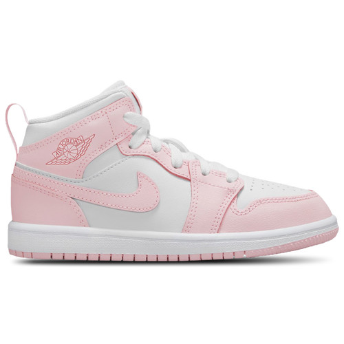 Girls Preschool Jordan Jordan AJ 1 Mid - Girls' Preschool Shoe Pink Foam/White/Fired Red Size 12.0 | Kids Foot Locker (US)