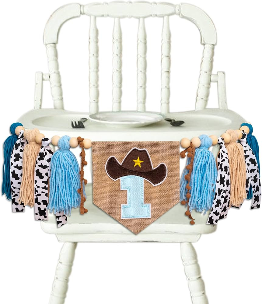 Cowboy High Chair Banner - Rodeo 1st Birthday Tassel Highchair Banner,Western Farm Themed Photo P... | Amazon (US)