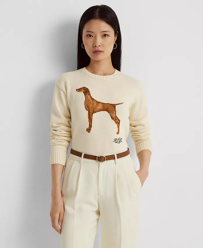 Women's Intarsia-Knit Cotton-Blend Sweater | Macy's