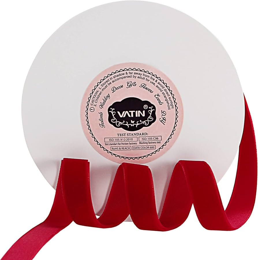 VATIN Red Velvet Ribbon 5/8" Red Premium Plush Velvet Woven Edge Velvet Ribbon for Christmas Tree... | Amazon (US)