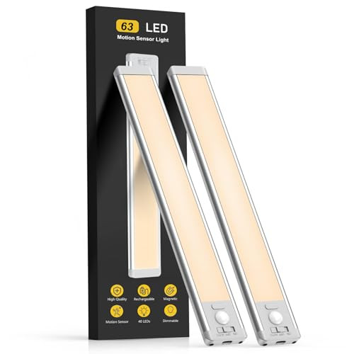 Under Cabinet Lights, 63 LED Rechargeable Battery Operated Motion Sensor Light Indoor, 2 Pack Mag... | Amazon (US)