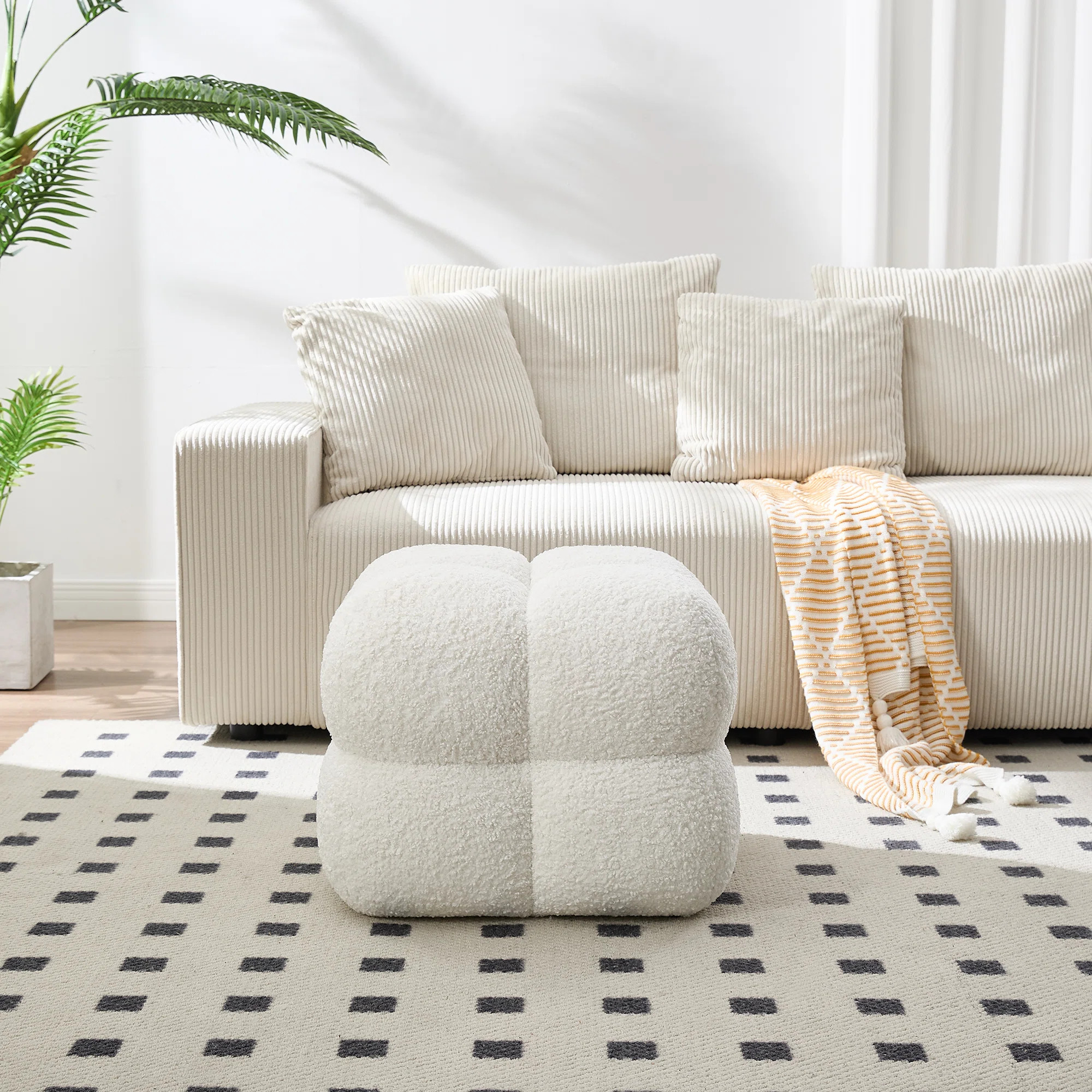 Robertas 20.9" Tufted Square Footstool Ottoman | Wayfair North America