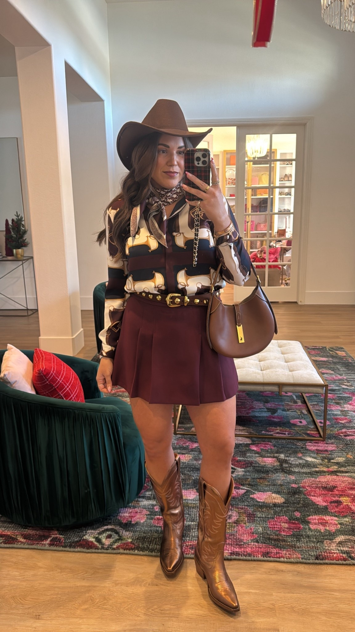 curvy midsize NFR western chic outfit! what im wearing to opening night of the National Finals Rodeo! wearing size large in top, xl in skirt, and large in faux fur 

#LTKHoliday #LTKMidsize #LTKSeasonal