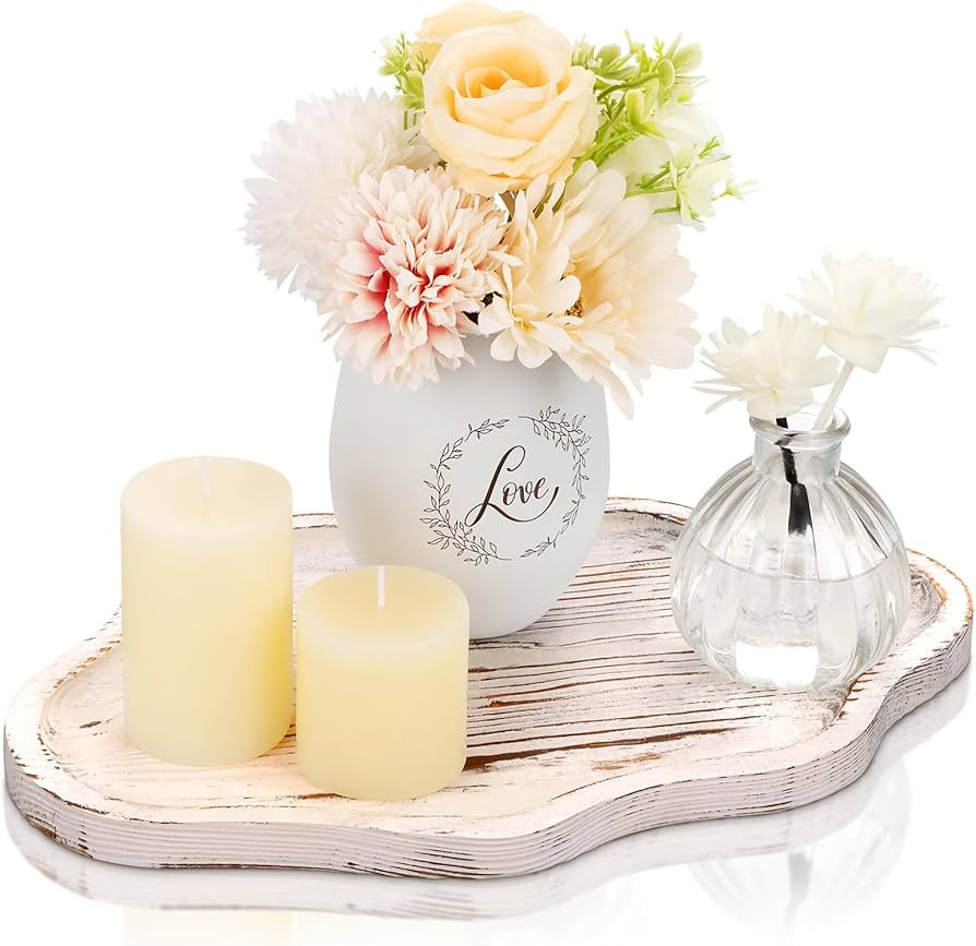 Small Decorative Tray Wood Decorative Serving Tray for Candles Perfume, Cloud Wooden Jewelry Tray... | Amazon (US)
