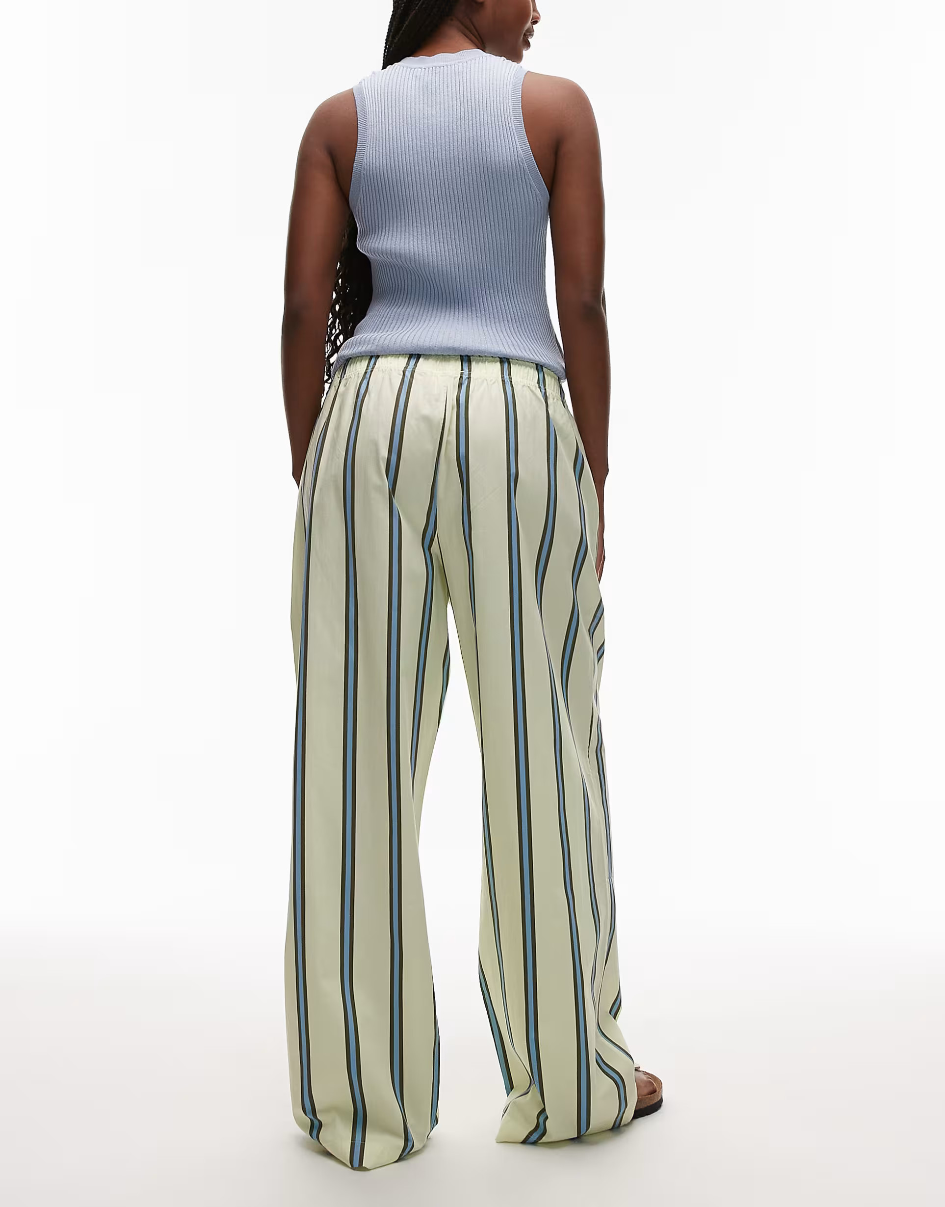 Topshop poplin pull on wide leg pants in stripes | ASOS (Global)