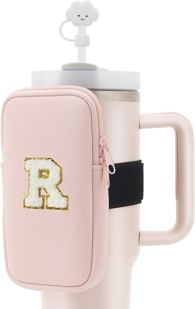 Ekarley Initial Water Bottle Pouch for Stanley Cup,Personalized Gym Tumbler Accessories Purse Bag... | Amazon (US)
