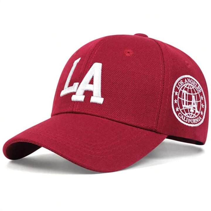 Unisex LA Leter Embroidery Baseball Caps Spring And Autumn Outdoor Adjustable Casual Hats Sunscreen Hat | SHEIN