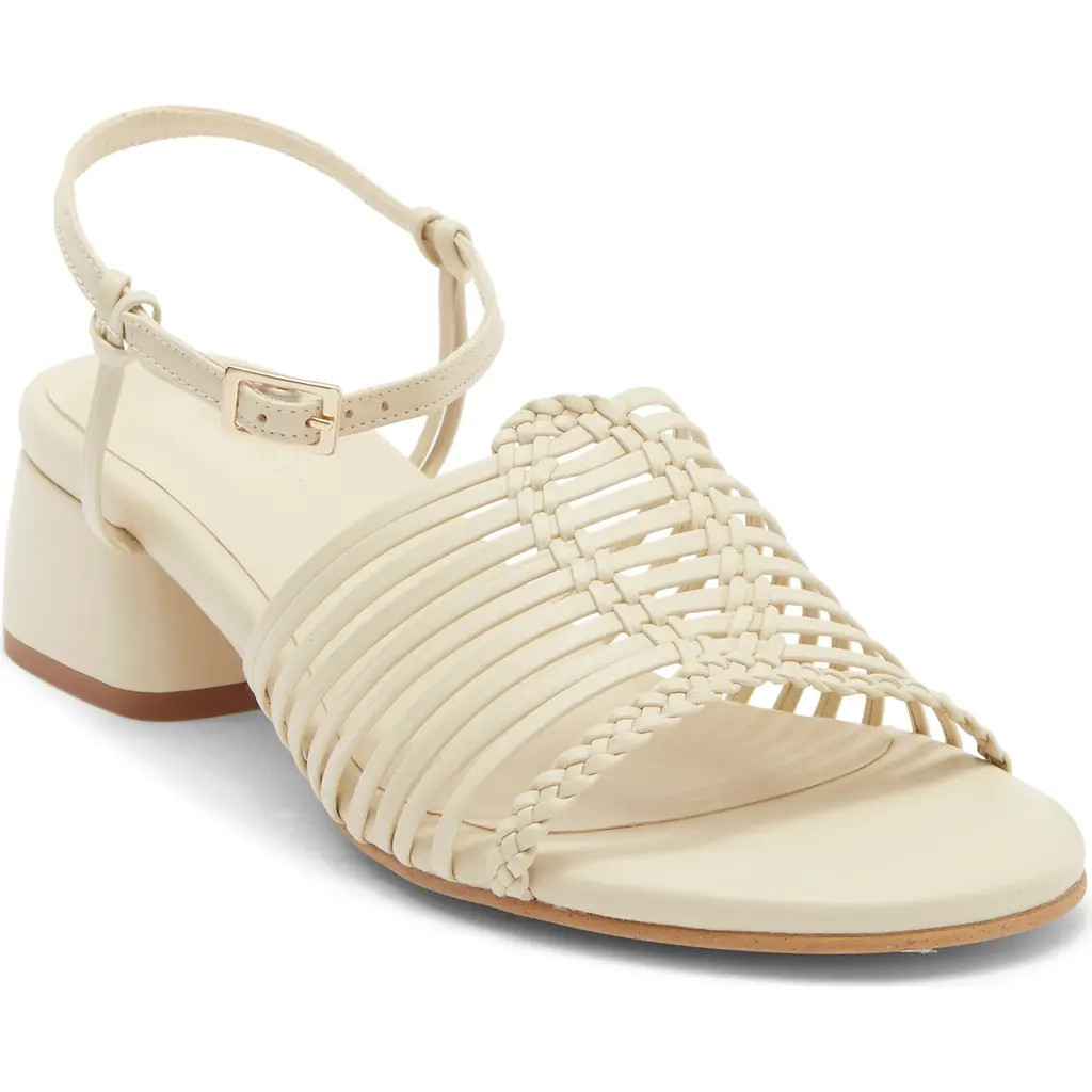 Freda Salvador Judy Woven Block Heel Sandal in Vanilla Calf at Nordstrom, Size 9.5 | Nordstrom