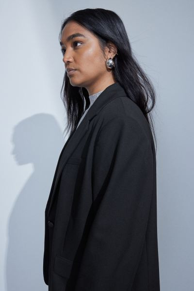 Oversized blazer - Brown/houndstooth-patterned - Ladies | H&M US | H&M (US + CA)