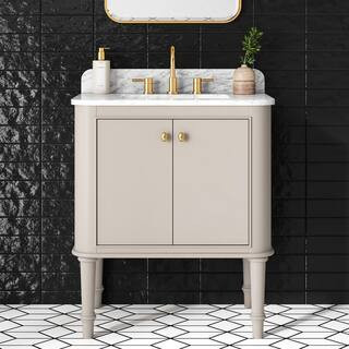 Home Decorators Collection Collette 30 in. Single Sink Greige Bath Vanity with White Carrara Marb... | The Home Depot