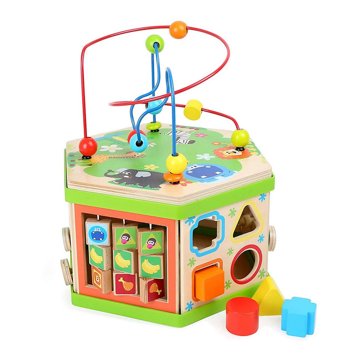 Small Foot Wooden Toys 7-Sided Safari Theme Activity Cube Center | Kohl's