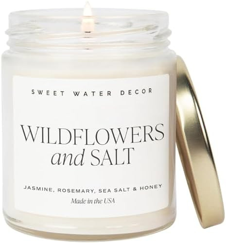 Sweet Water Decor Wildflowers and Salt Soy Candle - Lemon, Rosemary, Leafy Green and Jasmine Spri... | Amazon (US)