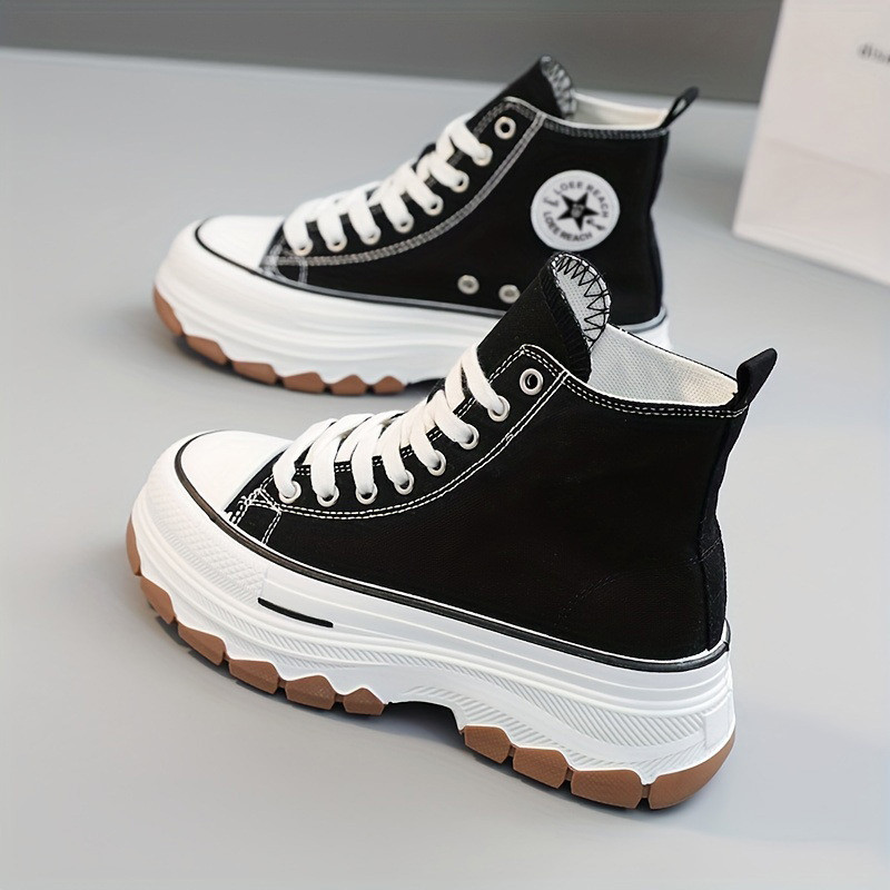 Women's High Top Canvas Shoes Classic Lace Up Platform Sneakers Women's All Match Outdoor Shoes |... | Temu Affiliate Program