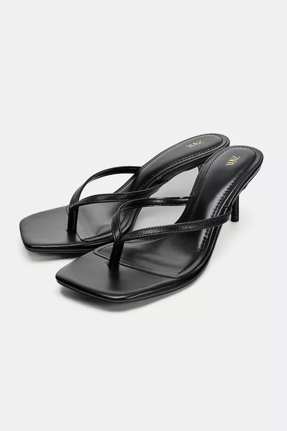 LEATHER STRAP HEELED SANDALS | Zara US