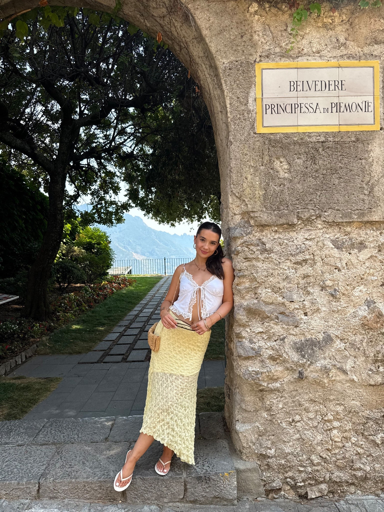 White lace top butter yellow skirt holiday outfits 

#LTKeurope #LTKuk