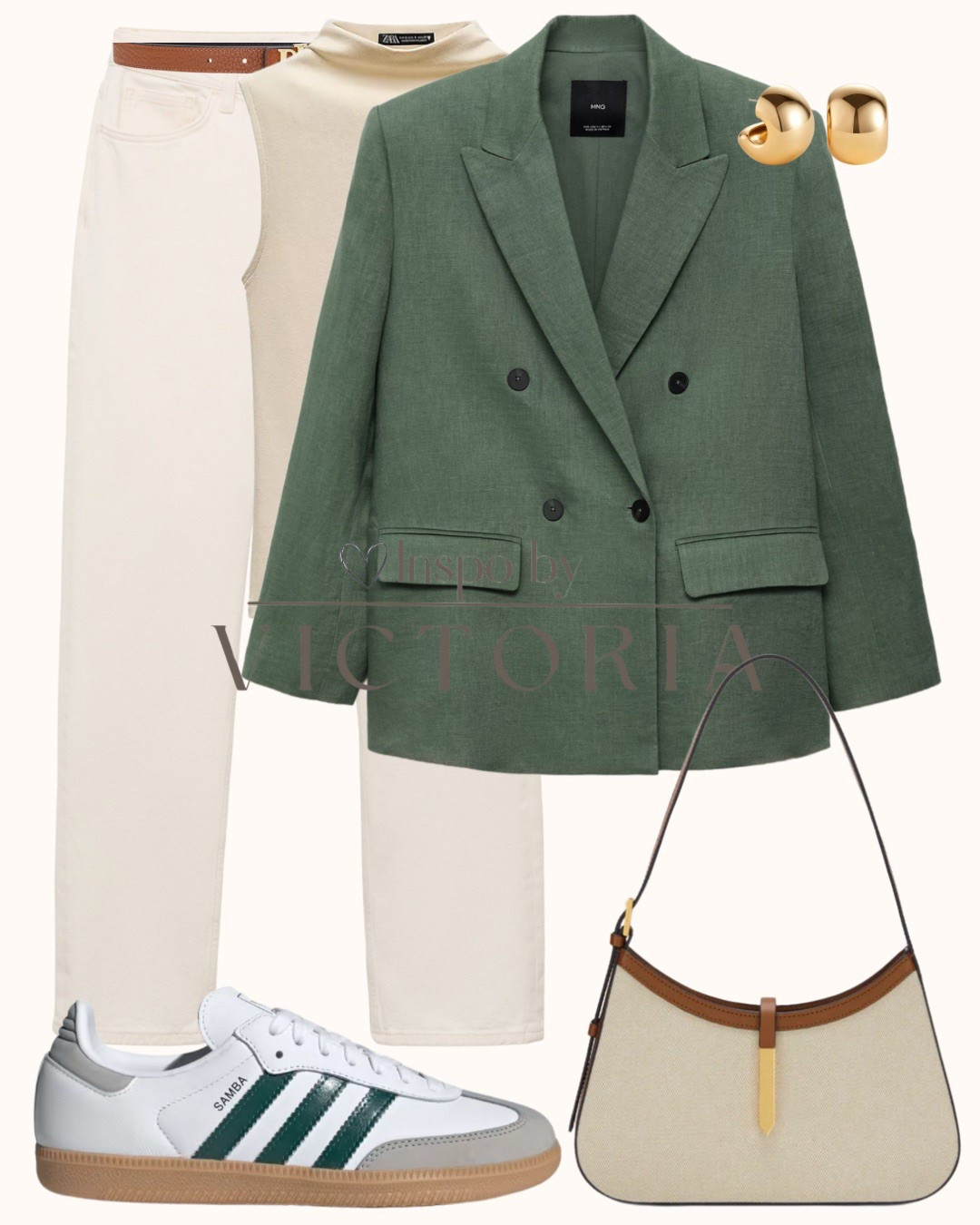 Chasing sunshine in shades of green and beige🥰
#greenblazer #springoutfit #adidassamba

Beige jeans, dark green blazer, creamy top, Adidas Samba, raffia bag, gold earrings

#LTKSeasonal #LTKFindsUnder50 #LTKStyleTip