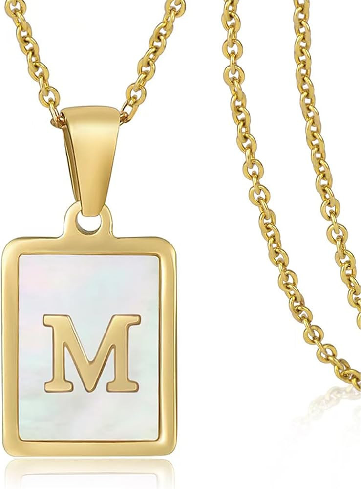 KELMALL Gold Initial Shell Necklace for Women, Chunky Letter Seashell Charm Stainless Steel State... | Amazon (US)