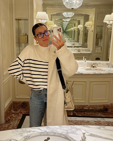 Weekend outfit 🤍  my striped sweater is under $50 - I’m wearing size medium. 

Casual outfit; spring outfit; mom style; casual style; weekend outfit; striped sweater; agolde; Marc jacobs; Amazon fashion; Christine Andrew 

#LTKstyletip #LTKunder100 #LTKunder50