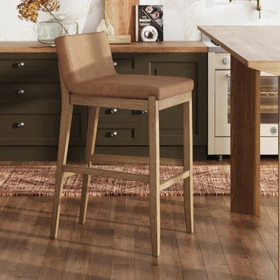 Exposed Wood Back Bar Stool Light Brown | Nathan James