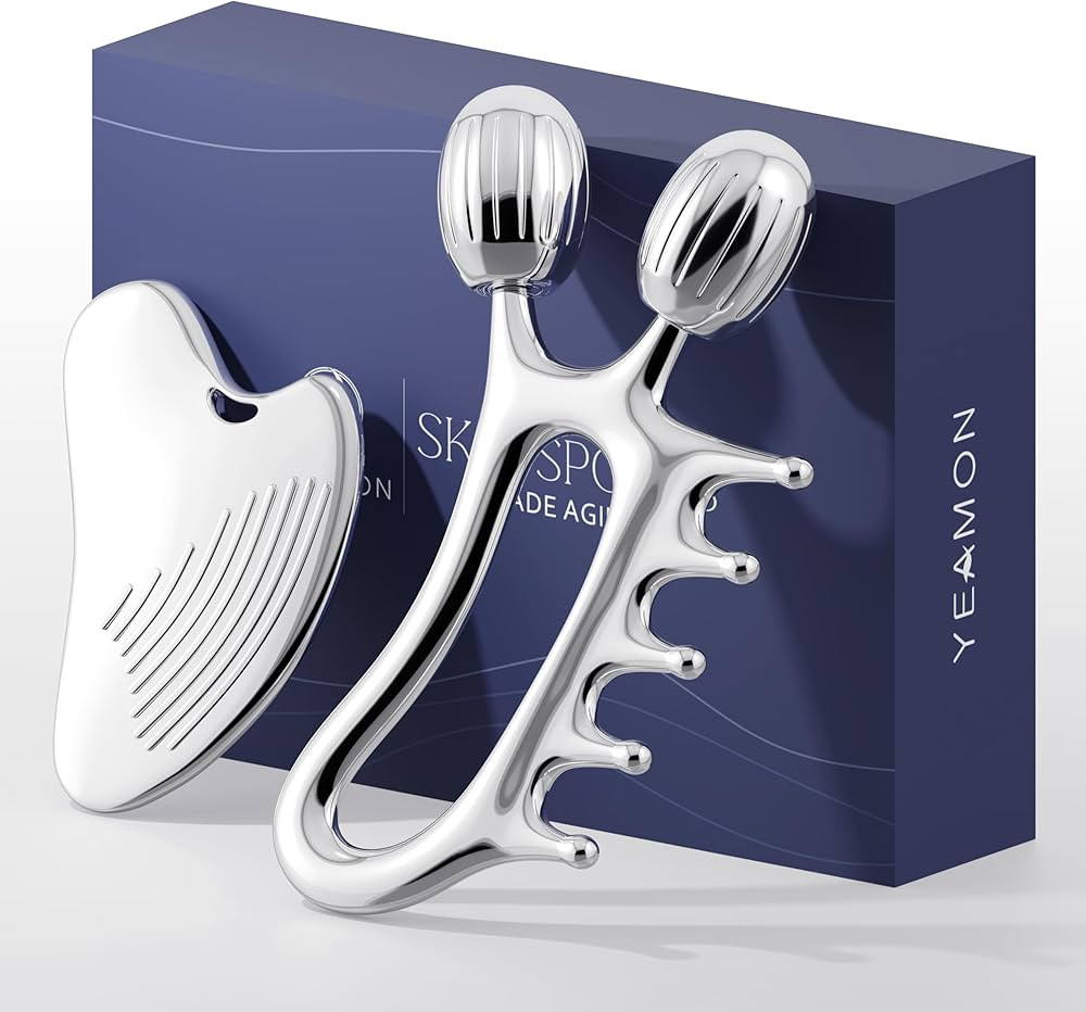 Gua Sha Herramientas faciales, 3 en 1 Gua Sha, rodillo y peine, Guasha texturizado antideslizante... | Amazon (US)