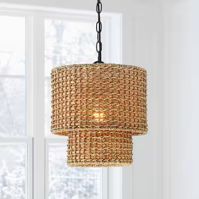 True Fine  Serene Tan Bohemian/Global Drum LED Pendant Light | Lowe's