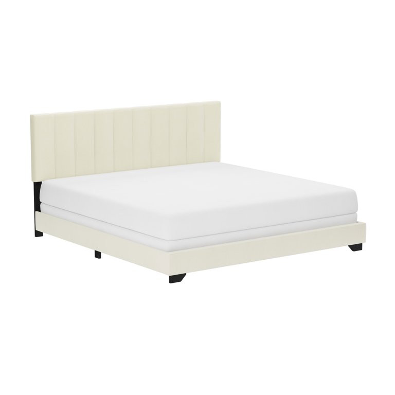Reece Channel Stitched Upholstered King Bed, Ivory, by Hillsdale Living Essentials - Walmart.com | Walmart (US)