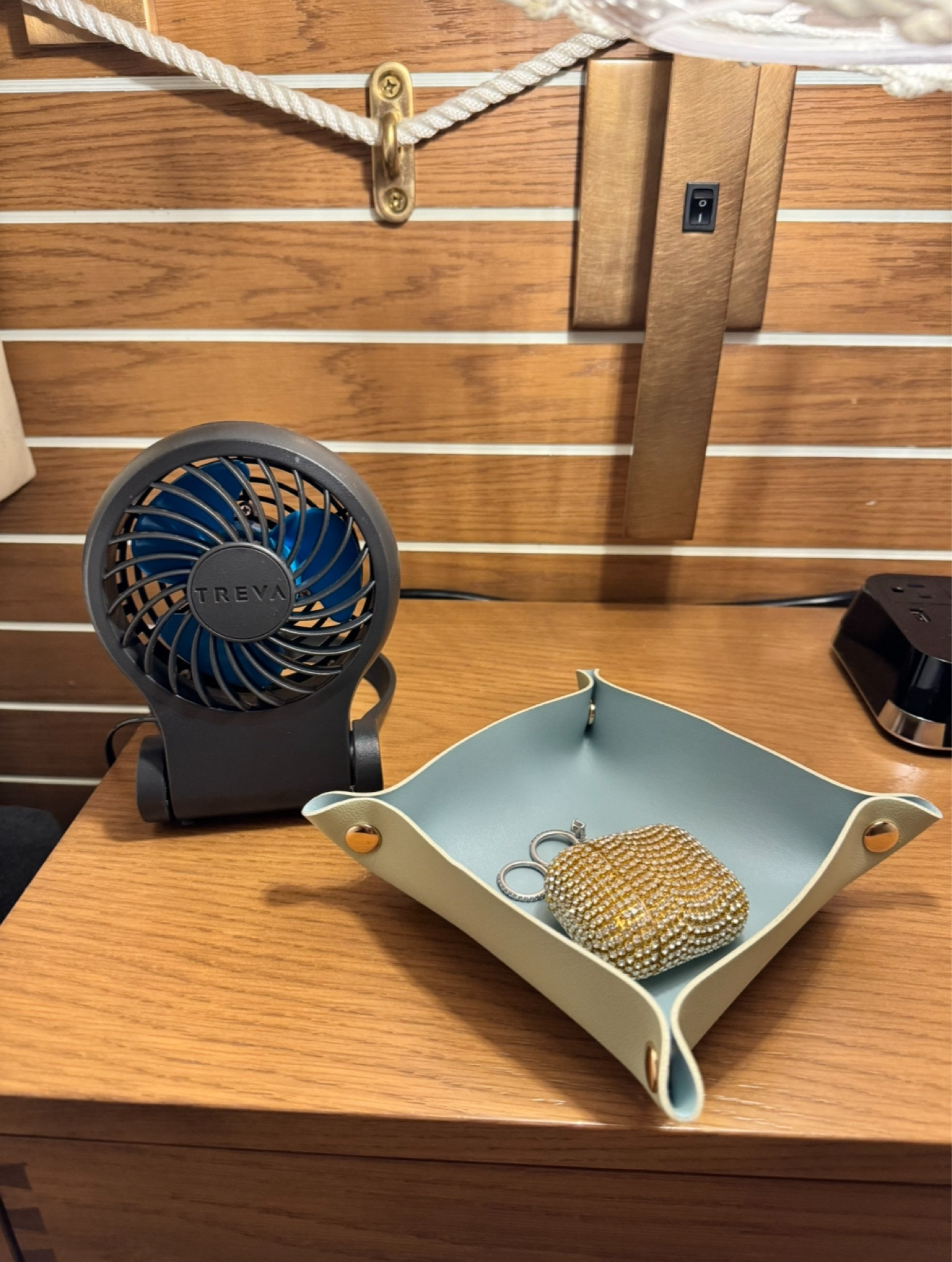 My travel must-haves! Valet tray unsnaps to pack flat and fan comes with usb plug/adapter (also runs on batteries).

#LTKtravel #LTKhome