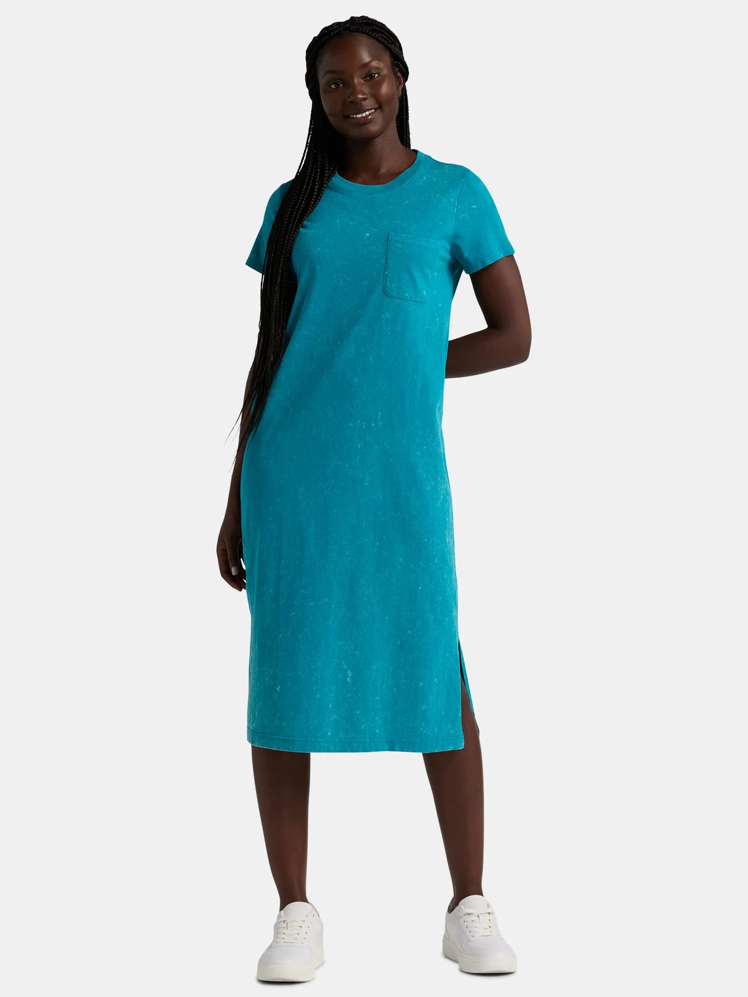 Time and Tru Women's Cotton Midi T-Shirt Dress, Sizes XS-XXXL - Walmart.com | Walmart (US)