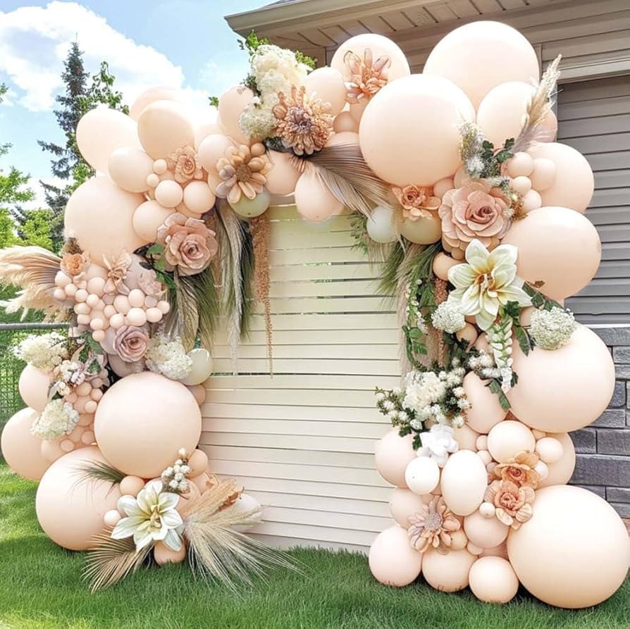 Double Stuffed Blush Balloons Different Sizes 18In 12In 5In Nude Balloon Garland Kit Pastel Cream... | Amazon (US)