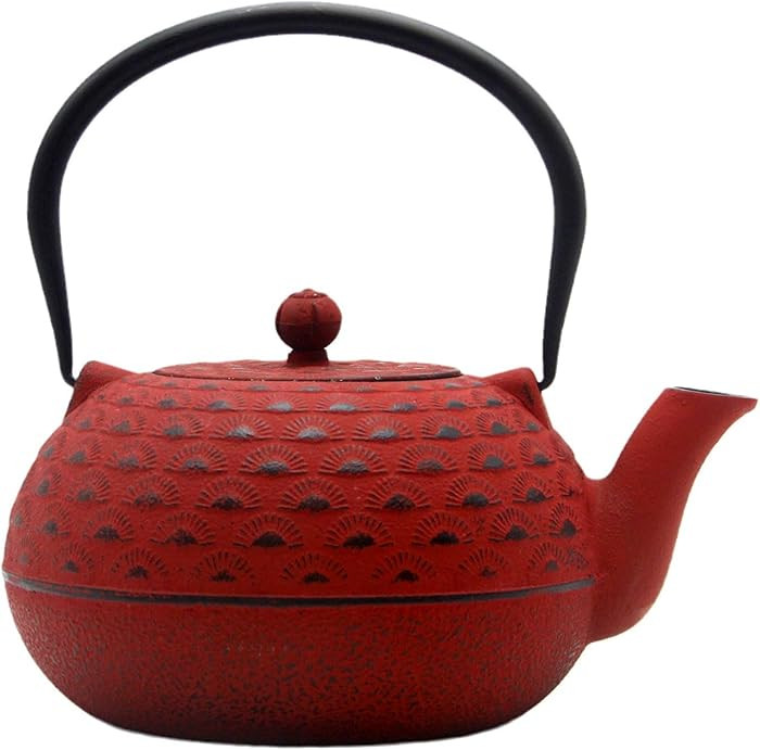 YJX 60.9 fl oz Cast Iron Teapot, Large Tea Kettle for Stove Top, Red Tea Pot with Stainless Steel... | Amazon (US)