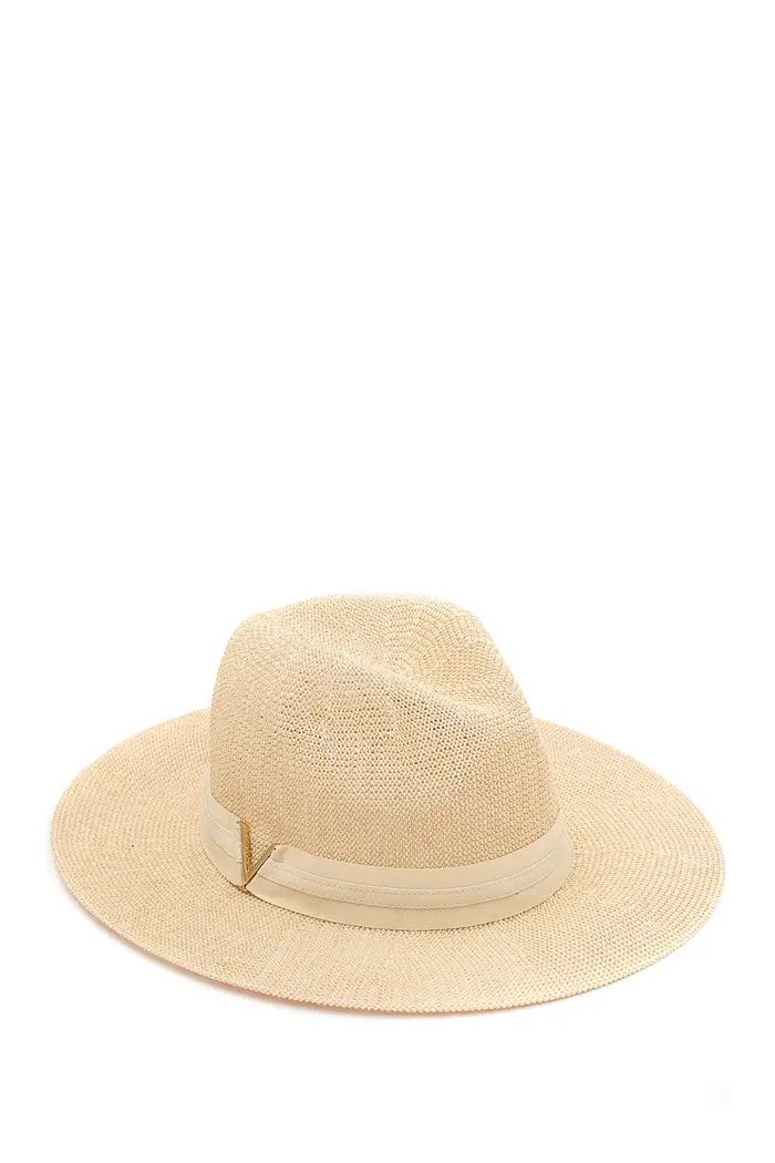 VINCE CAMUTO Grosgrain Faux Leather Band Panama Hat | Nordstromrack | Nordstrom Rack