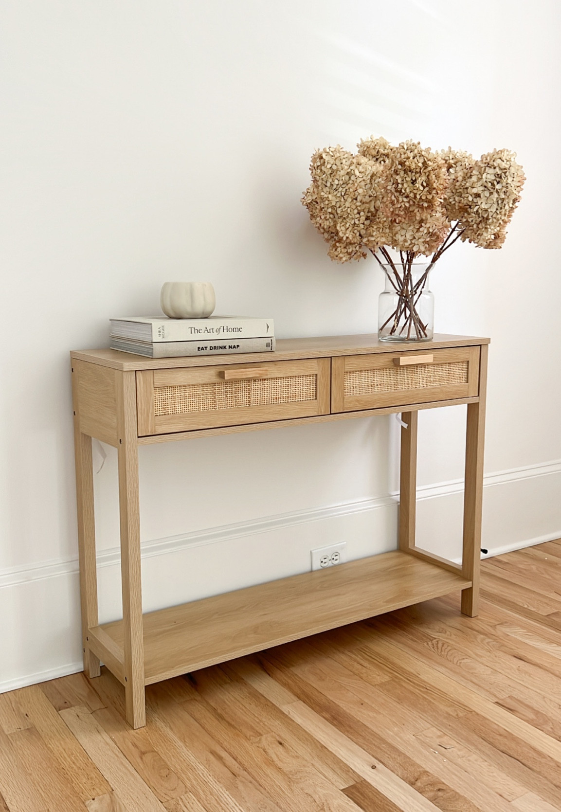 Amazon console table under $100. 
I’ll link my decorative books + my faux decorative books. & my hydrangeas are from my yard! #home #amazon #amazonhome #homedecor #consoletable 

#LTKstyletip #LTKhome #LTKfindsunder100