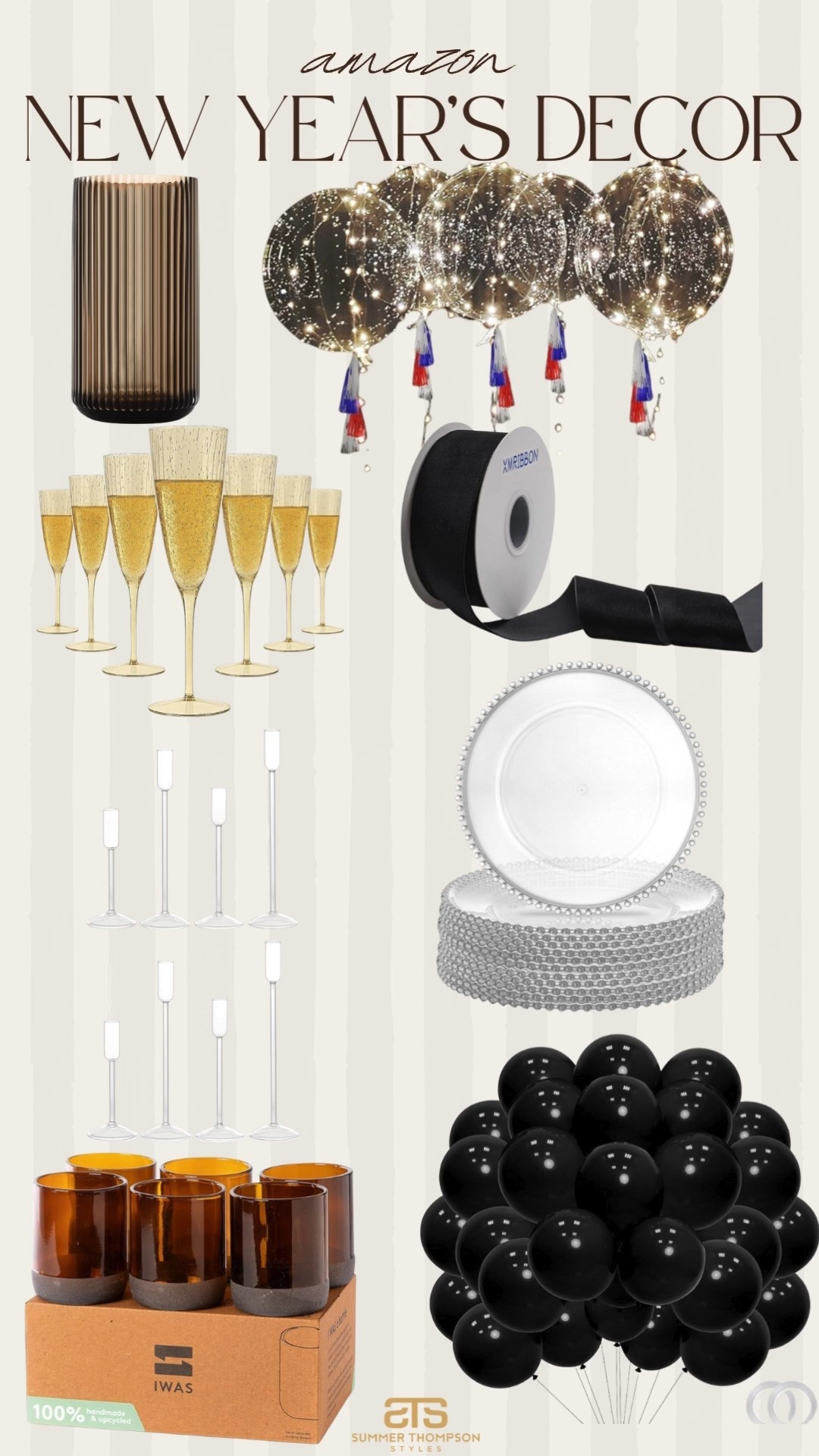 Chic and fun New Year’s Eve decor! 

Amazon. Gold. Black. Champagne flutes. Plates. Balloons. Candle holders. Trending. Affordable. Chic. Party. Table setting  

#LTKSeasonal #LTKFindsUnder100 #LTKHome