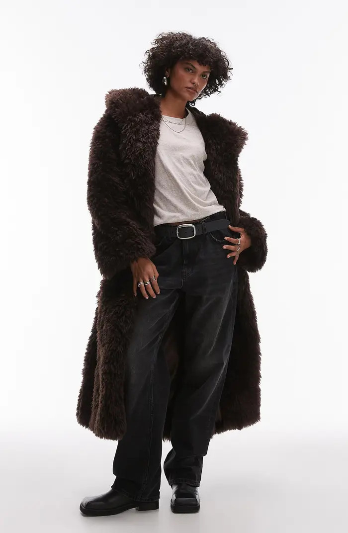 Faux Fur Hooded Long Coat | Nordstrom