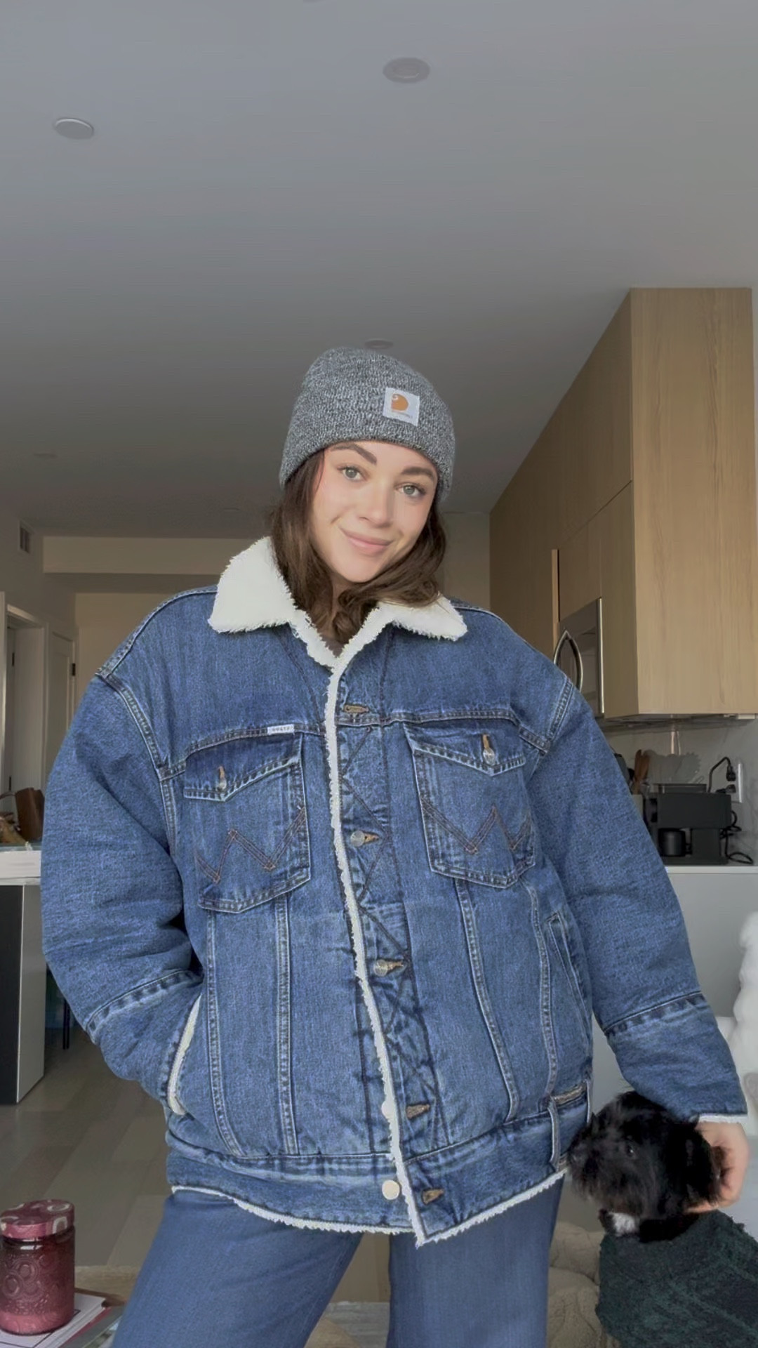 The jacket I usually toss on to walk Brooklyn James! It’s super warm and also reversible so you can wear it with the Sherpa side out also. Bonus: there’s pockets on both sides no matter how you wear it🙌🏽 the perfect denim jacket for winter!

#LTKStyleTip #LTKSeasonal #LTKWatchNow