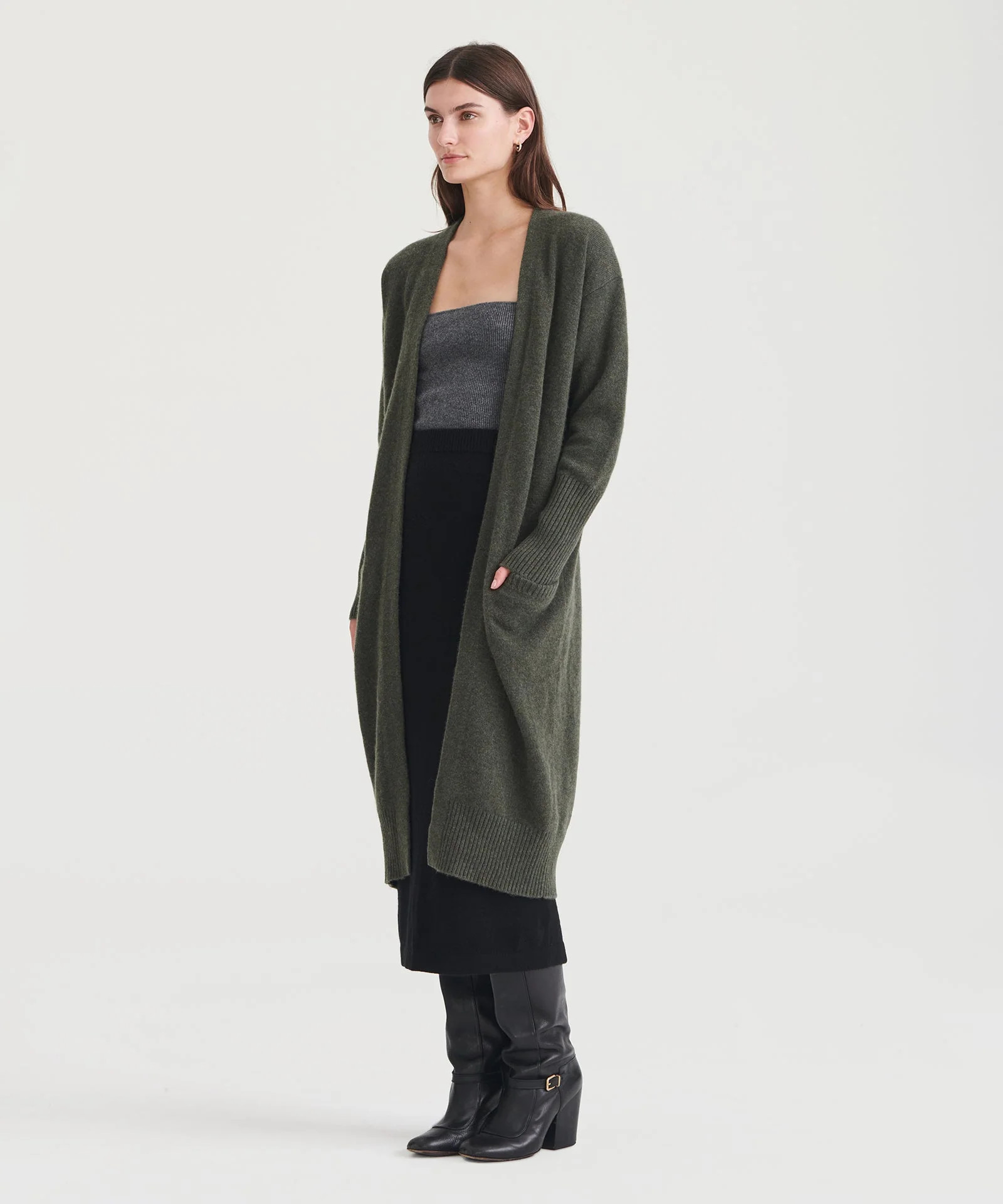 Cashmere Duster Cardigan in Olive | NAADAM