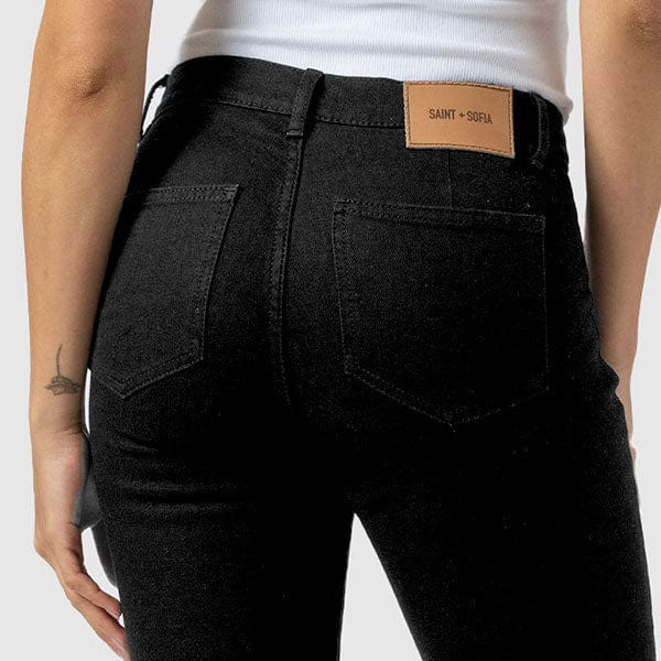 Bowie Stretch Flare Jeans - Jet Black | Saint + Sofia