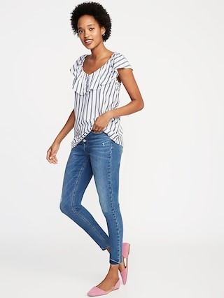 Sleeveless Ruffle-Trim Striped Top for Women | Old Navy US