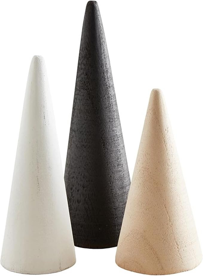 Santa Barbara Design Studio Cone Tree Pawlonia Wood Simple Christmas Décor, 3-Count, Natural | Amazon (US)